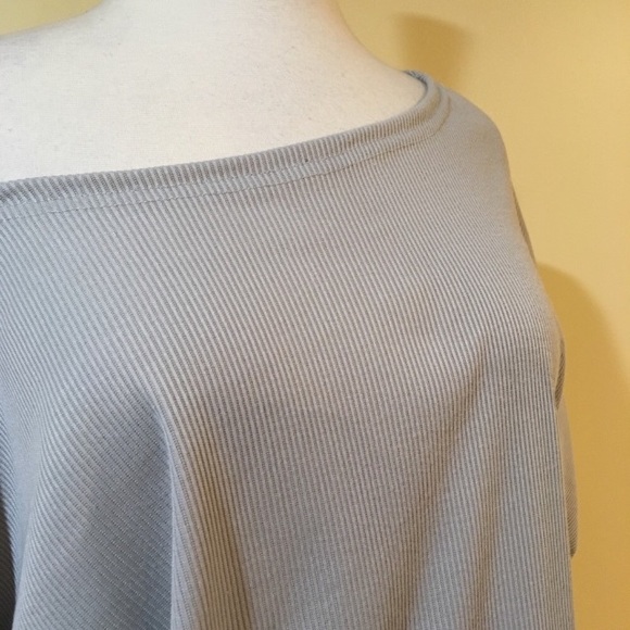 Slouchy Off Shoulder Ribbed Knit Sweater Top Grey - Picture 4 of 5